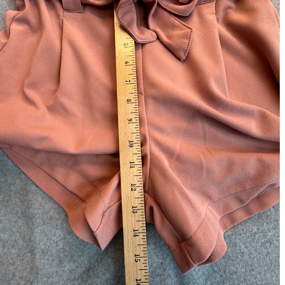 Ci Sono High Waisted Tie Belt Paperbag Shorts Pink XL - Picture 6 of 10